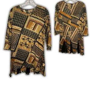 Mechant Womens Mesh Patchwork Long Sleeve Fairygrunge Lace Trim Tunic Top L Boho